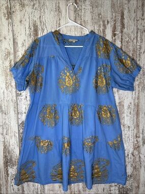 Fitzroy & Willa Tiered Mini Dress Puff Sleeve Women’s Sz L